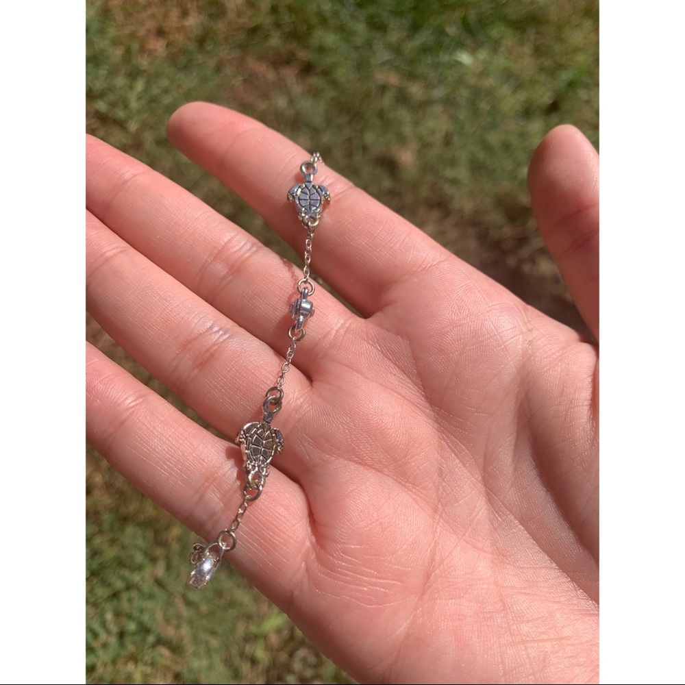 Silver plated turtle anklet